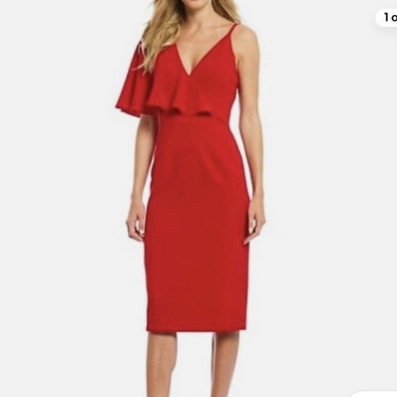 New with Tags Dress the Population Beth Ruffle Sleeve Cocktail Dress - Picture 3 of 8